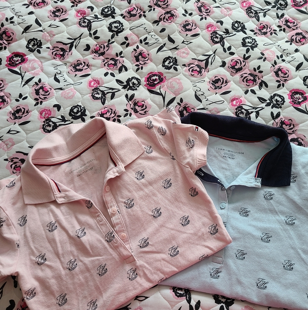 Pink and Light Blue Polo Shirts